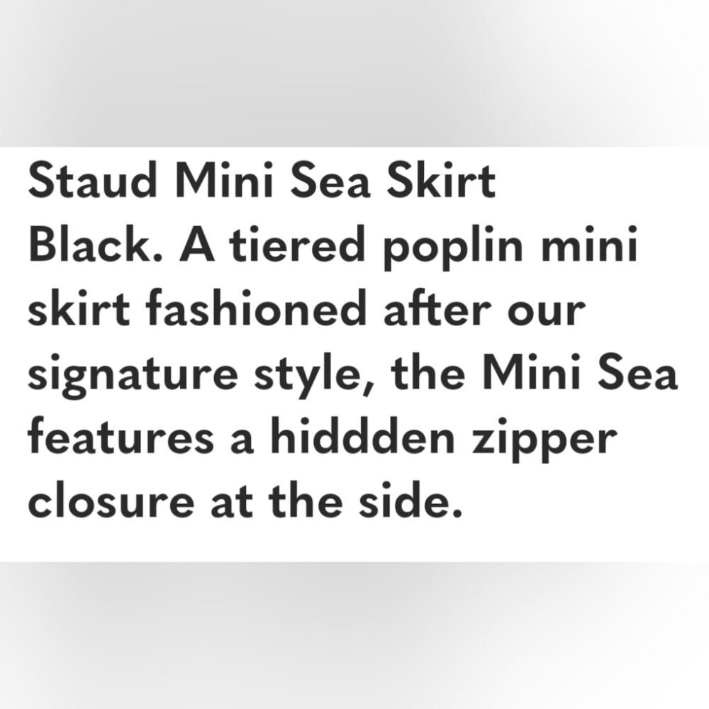 STAUD Mini Sea Skirt Black Tiered Cotton Poplin - Picture 3 of 7